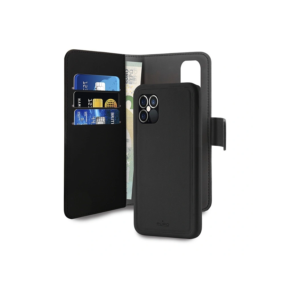 Etui PURO Wallet Detachable 2w1 Apple iPhone 12/12 Pro (czarny)