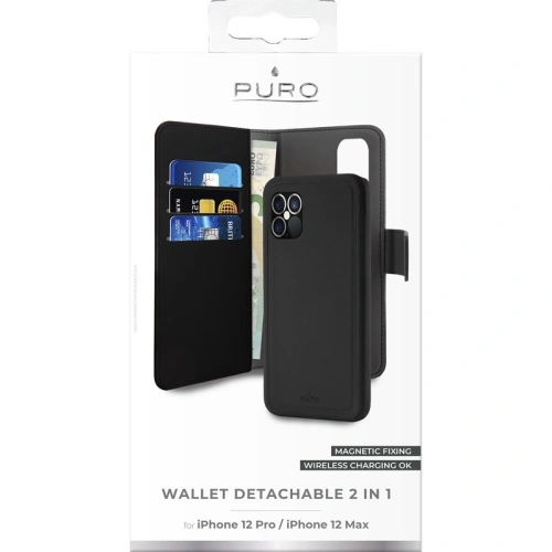 Kup Apple PURO Geldbörse Abnehmbare 2-in-1-Hülle iPhone 12/12 Pro (schwarz) - PUR347BLK - {ean13} - Sklep Home Screen