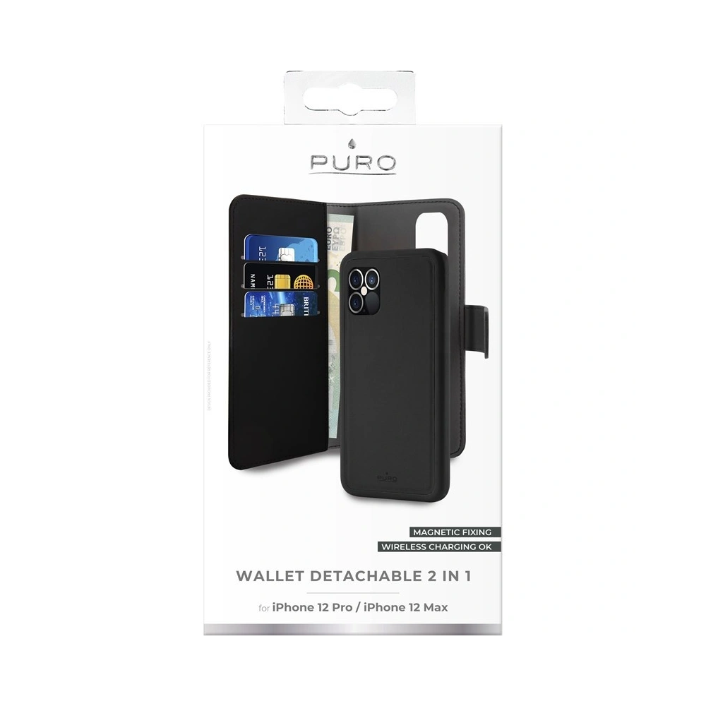 Etui PURO Wallet Detachable 2w1 Apple iPhone 12/12 Pro (czarny)