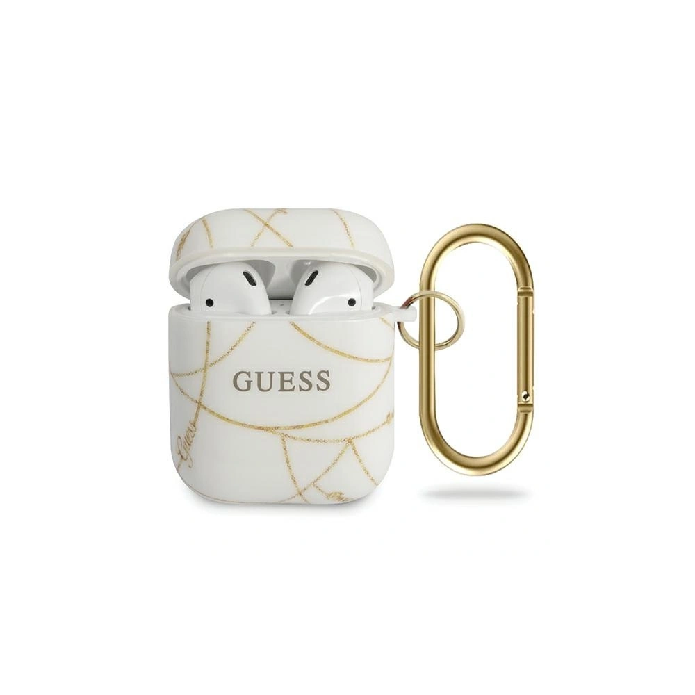 Guess GUACAPTPUCHWH Apple AirPods Pro cover biały/white Gold Chain Collection