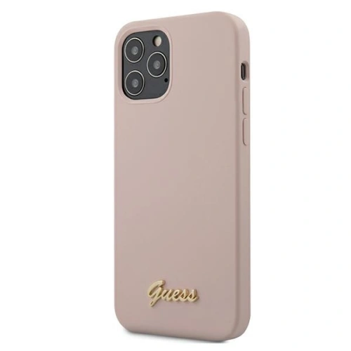 Kup Etui Guess GUHCP12LLSLMGLP Apple iPhone 12 Pro Max roz dintr-o culoare roz deschis/karcasa din silicon cu script aurit. - GUE675PNK - {ean13} - Sklep Home Screen