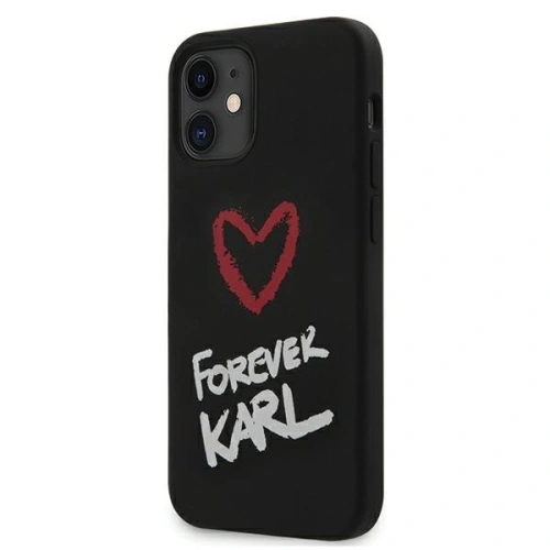 Kup Karl Lagerfeld Apple Tasche KLHCP12SSILKRBK iPhone 12 mini schwarz/schwarz Hartschale Silikon Forever Karl - KLD375BLK - {ean13} - Sklep Home Screen