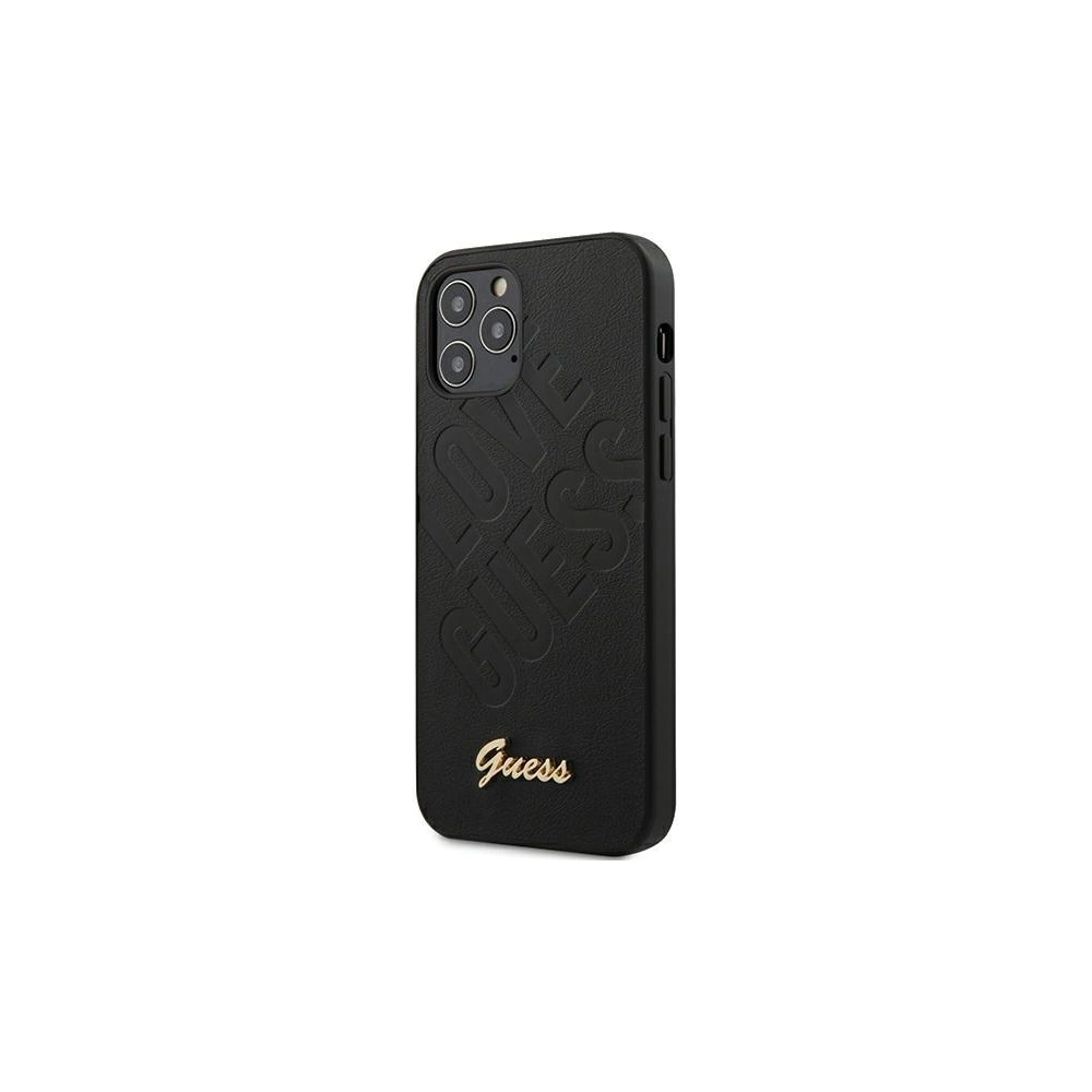 Etui Guess GUHCP12LPUILGBK Apple iPhone 12 Pro Max czarny/black hardcase Iridescent Love Script Gold Logo