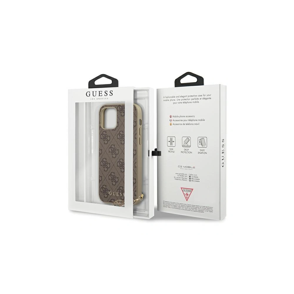 Etui Guess GUHCP12MGF4GBR Apple iPhone 12/12 Pro brązowy/brown hardcase 4G Charms Collection