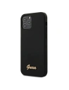 Etui Guess GUHCP12MLSLMGBK Apple iPhone 12/12 Pro fekete/czarny keménytok Szilikon Script Arany Logó