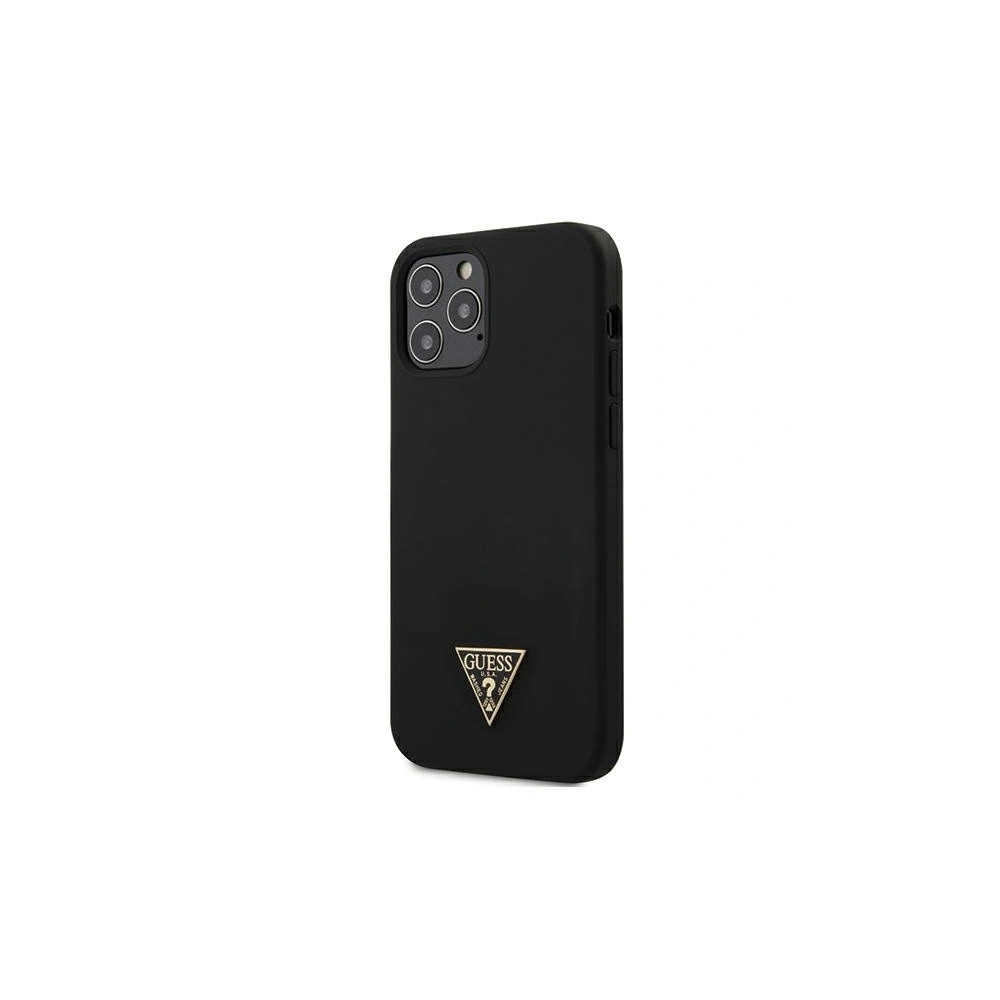 Etui Guess GUHCP12MLSTMBK Apple iPhone 12/12 Pro black/czarny hardcase Silicone Triangle Logo