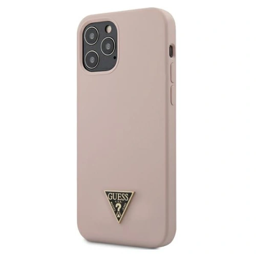 Kup Etui Guess GUHCP12MLSTMLP Apple iPhone 12/12 Pro világos rózsaszín keménytok Szilikon Háromszög Logó - GUE690PNK - {ean13} - Sklep Home Screen