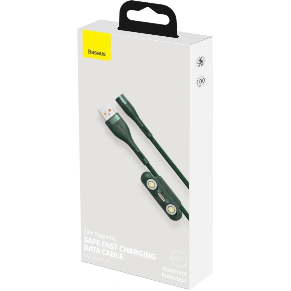 Kabel USB Baseus Fast 4w1 USB do USB-C / Lightning / Micro 3A 1m (zielony)