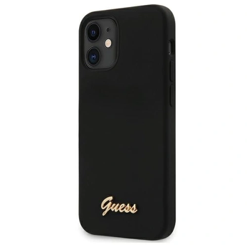 Kup Etui Guess GUHCP12SLSLMGBK Apple iPhone 12 mini negru/czarny hardcase Silicon Script Gold Logo - GUE699BLK - {ean13} - Sklep Home Screen