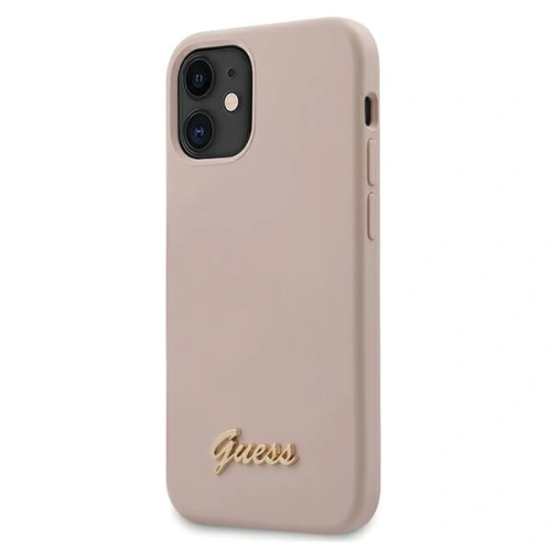 Kup Etui Guess GUHCP12SLSLMGLP Apple iPhone 12 mini roz cu ușoară/lumină roz hardcase Silicon Script Logo Auriu - GUE700PNK - {ean13} - Sklep Home Screen