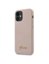 Guess GUHCP12SLSLMGLP Apple iPhone 12 mini light pink hardcase Silicone Script Gold Logo