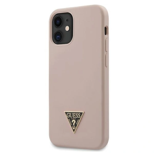 Kup Etui Guess GUHCP12SLSTMLP Apple iPhone 12 mini roz cu lumina/pink deschis hardcase Silicon Triunghi Logo - GUE702PNK - {ean13} - Sklep Home Screen