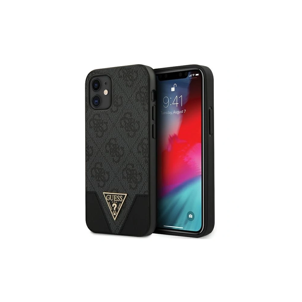 Etui Guess GUHCP12SPU4GHBK Apple iPhone 12 mini szary/grey hardcase 4G Triangle Collection