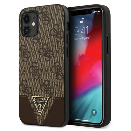 Kup Etui Guess GUHCP12SPU4GHBR Apple iPhone 12 mini brązowy/brown hardcase 4G Triangle Collection - GUE704BR - {ean13} - Sklep Home Screen