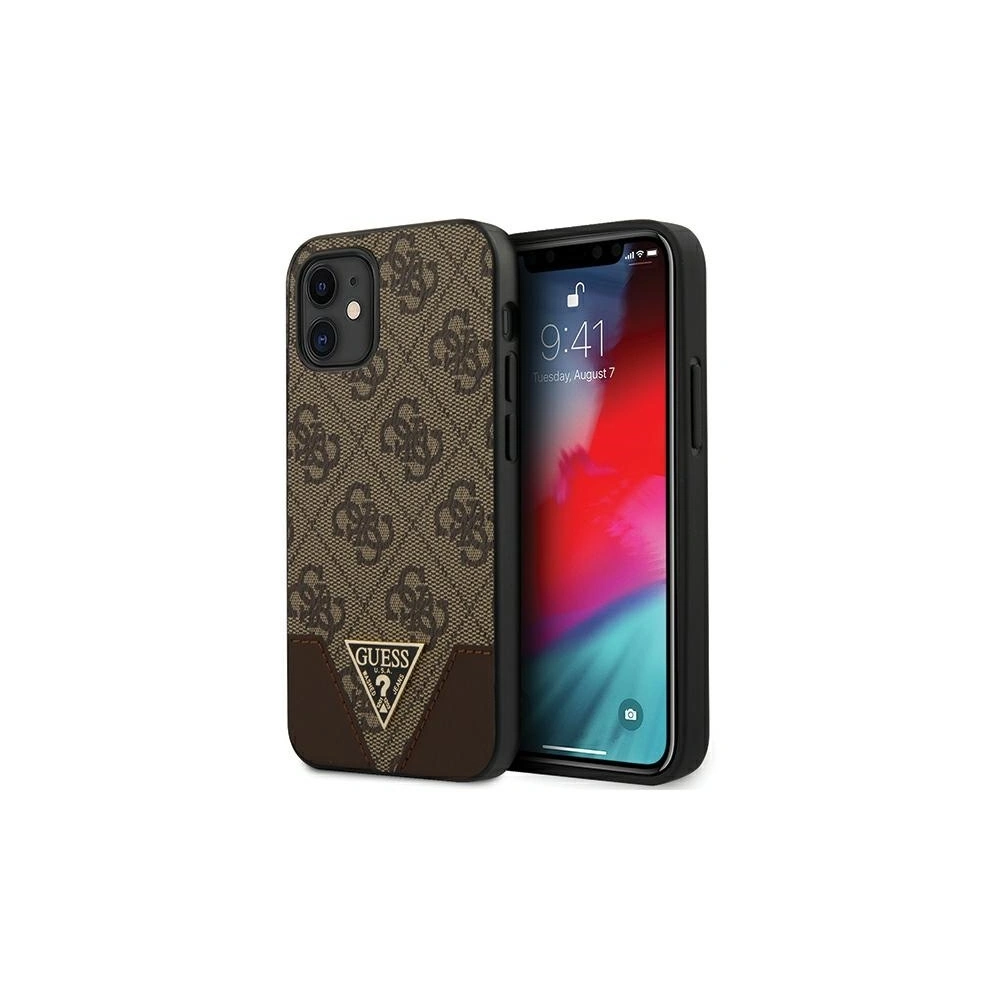 Etui Guess GUHCP12SPU4GHBR Apple iPhone 12 mini brązowy/brown hardcase 4G Triangle Collection