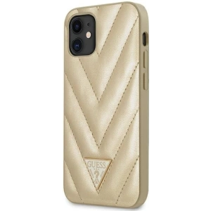 Buy Guess GUHCP12SPUVQTMLBE Apple iPhone 12 mini gold hardcase V-Quilted Collection - GUE707GLD - {ean13} - Home Screen Store Europe