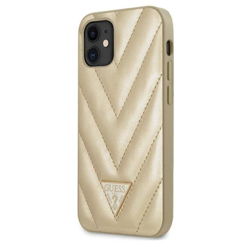 Kup Etui Guess GUHCP12SPUVQTMLBE Apple iPhone 12 mini auriu/gold hardcase Colecția V-Quilted - GUE707GLD - {ean13} - Sklep Home Screen