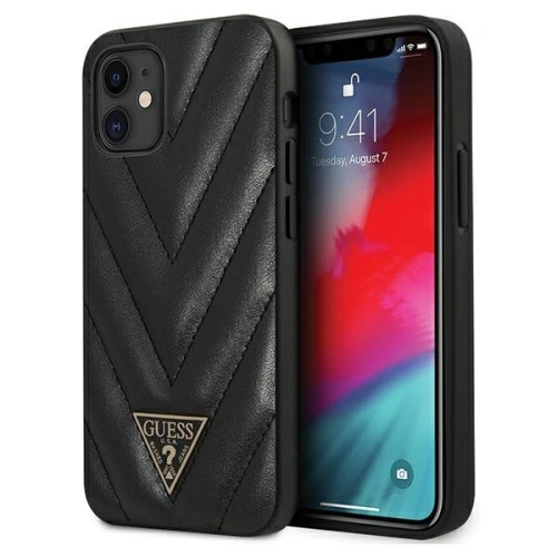 Kup Etui Guess GUHCP12SPUVQTMLBK Apple iPhone 12 mini fekete/black hardcase V-Quilted Collection - GUE708BLK - {ean13} - Sklep Home Screen