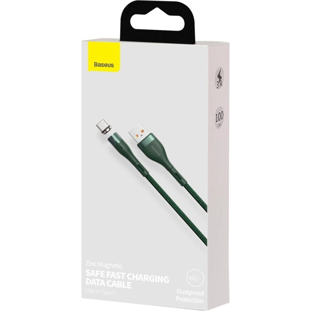Kabel magnetyczny USB - USB-C Baseus Zinc 3A 1m (zielony)