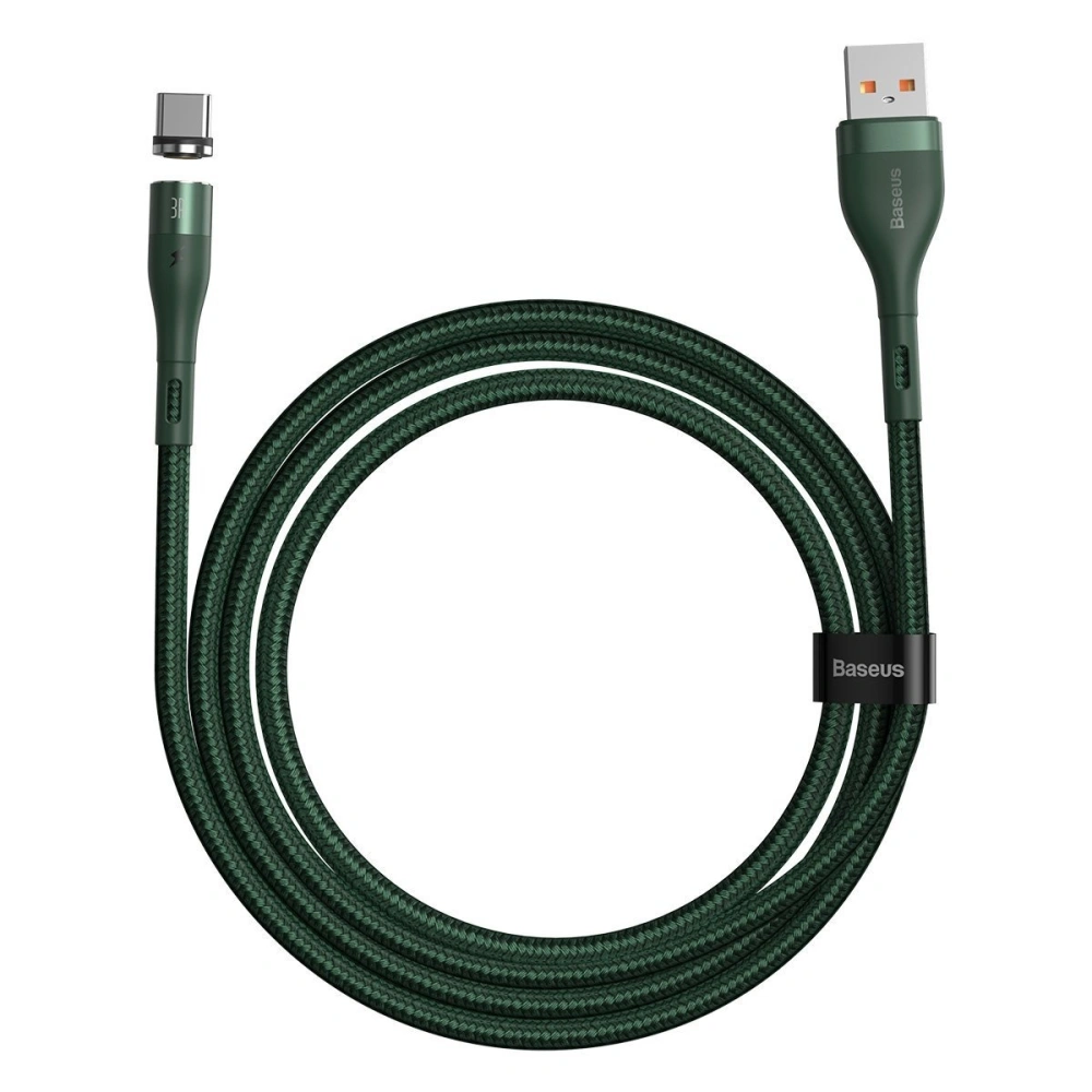 Kabel magnetyczny USB - USB-C Baseus Zinc 5A 1m (zielony)