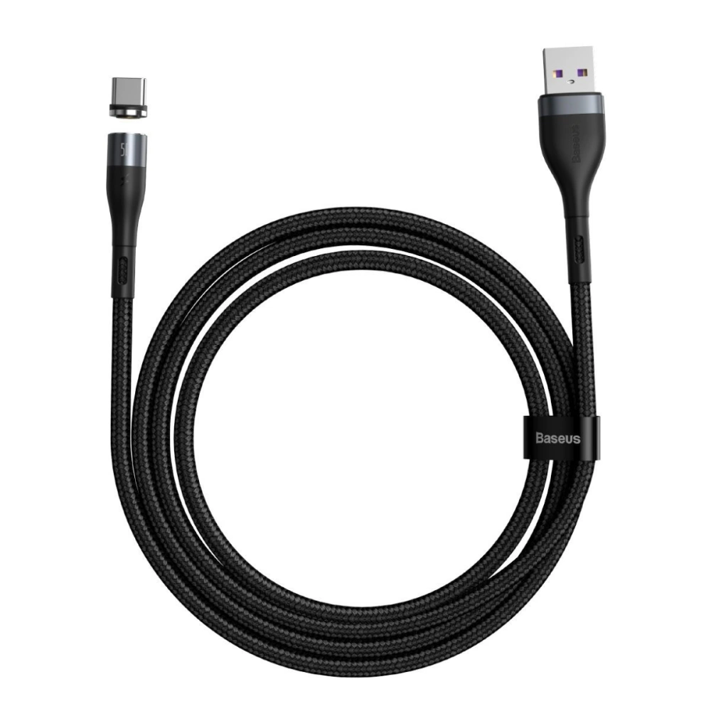 Kabel magnetyczny USB - USB-C Baseus Zinc 5A 1m (szaro-czarny)