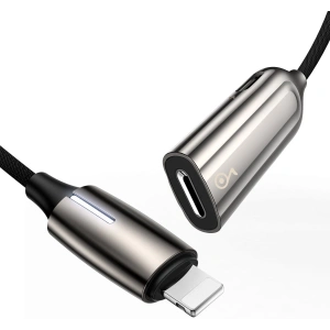 Adapter Audio Baseus L55 Lightning do 2x Lightning (srebrny)