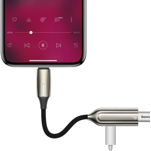 Adapter Audio Baseus L55 Lightning do 2x Lightning (srebrny)