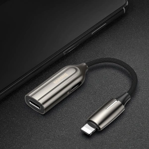Adapter Audio Baseus L55 Lightning do 2x Lightning (srebrny)