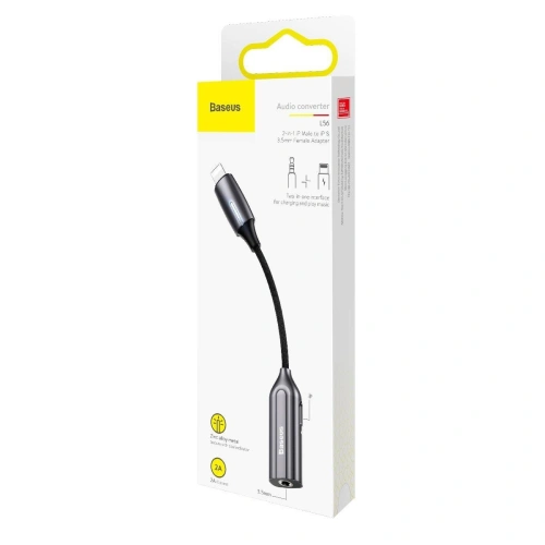 Kup Adapter Audio Baseus L56 Lightning do Jack 3.5mm i Lightning (srebrny) - BSU1823SLV - {ean13} - Sklep Home Screen