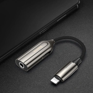 Adapter Audio Baseus L56 Lightning do Jack 3.5mm i Lightning (srebrny)