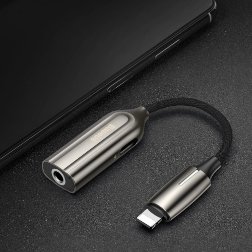 Buy Audio Baseus L56 Lightning adapter for 3.5mm Jack and Lightning (silver) - BSU1823SLV - {ean13} - Home Screen Store Europe