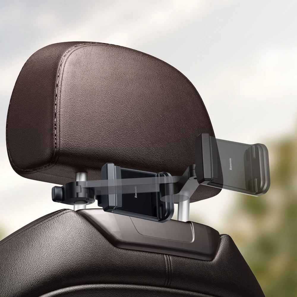 Uchwyt na zagłówek samochodowy do telefonu Baseus Energy z ładowarką (Czarny)