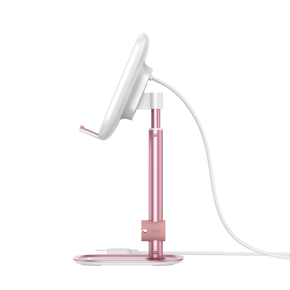 Stojak teleskopowy Baseus z ładowarką bezprzewodową na telefon/tablet (różowy)