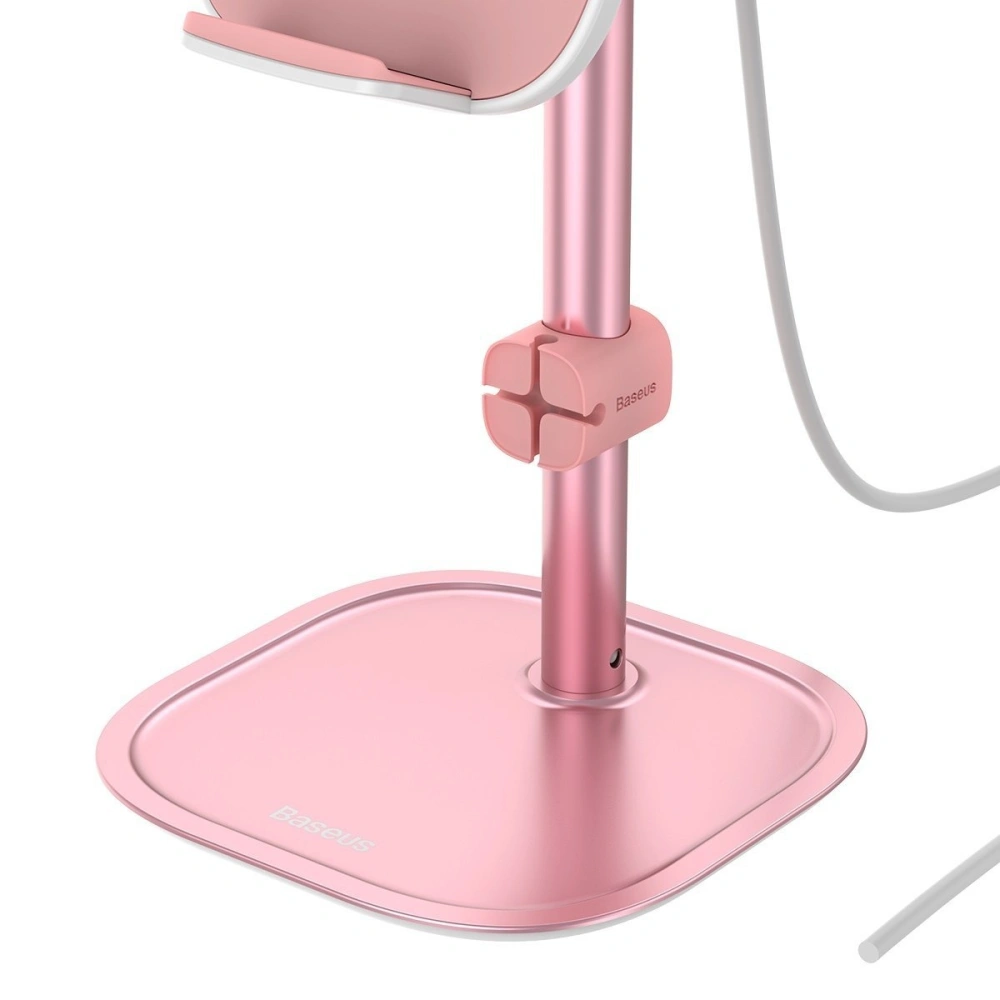 Stojak teleskopowy Baseus z ładowarką bezprzewodową na telefon/tablet (różowy)