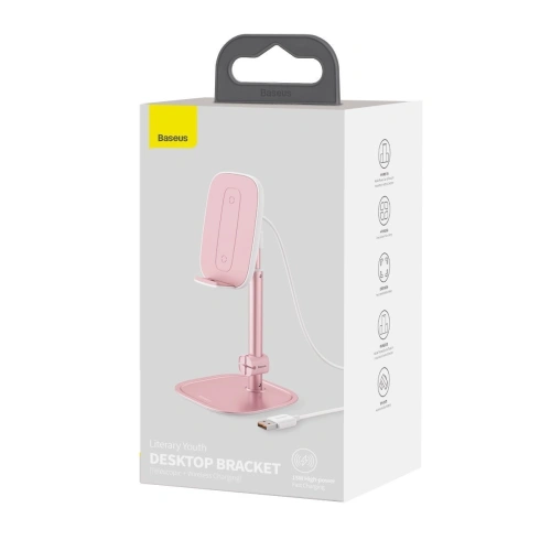 Buy Baseus Literary Youth Desktop Bracket (Telescopic with Wireless Charging) Rose gold - BSU1828PNK - {ean13} - Home Screen Store Europe