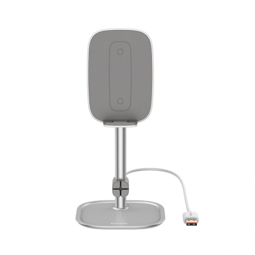 Buy Baseus Literary Youth Desktop Bracket (Telescopic with Wireless Charging) Silver - BSU1829SLV - {ean13} - Home Screen Store Europe