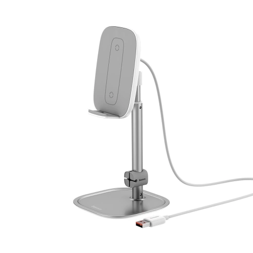 Buy Baseus Literary Youth Desktop Bracket (Telescopic with Wireless Charging) Silver - BSU1829SLV - {ean13} - Home Screen Store Europe