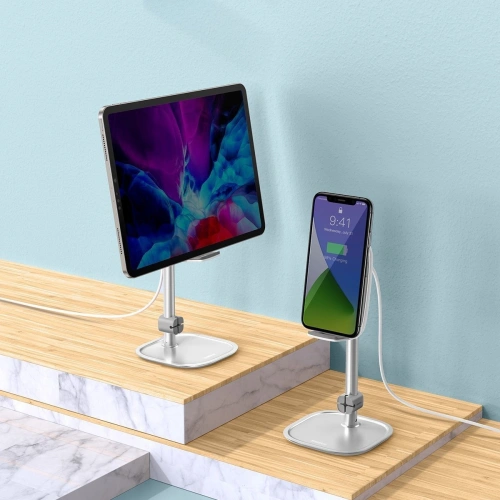 Kup Stojak teleskopowy Baseus z ładowarką bezprzewodową na telefon/tablet (srebrny) - BSU1829SLV - {ean13} - Sklep Home Screen