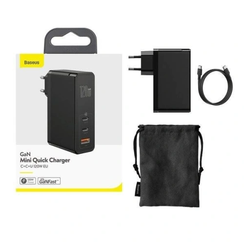 Kup Încărcător de rețea Baseus GaN C+C+U, 120W, UE (negru) - BSU1836BLK - {ean13} - Sklep Home Screen