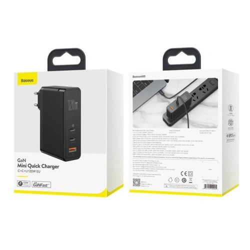 Kup Încărcător de rețea Baseus GaN C+C+U, 120W, UE (negru) - BSU1836BLK - {ean13} - Sklep Home Screen