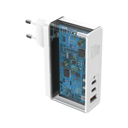 Kup Ładowarka sieciowa Baseus GaN C+C+U, 120W, EU (biała) - BSU1837WHT - {ean13} - Sklep Home Screen