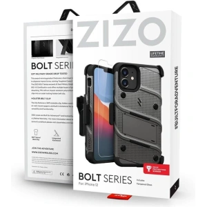 Kup Páncélozott tok Zizo Bolt Cover Apple iPhone 12 mini 9H üveggel a kijelzőn + állvány és övhurok (szürke) - ZIZ047GRY - {ean13} - Sklep Home Screen