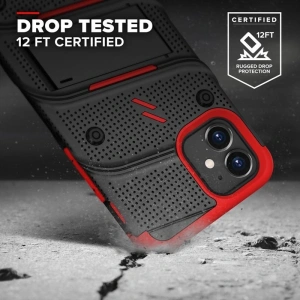 Kup Páncélozott tok Zizo Bolt Cover Apple iPhone 12 mini 9H üveggel a kijelzőre + állvány és övcsipesz (fekete/piros) - ZIZ048BLKRED - {ean13} - Sklep Home Screen