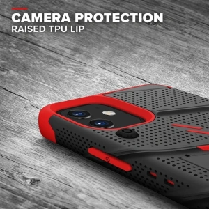 Kup Páncélozott tok Zizo Bolt Cover Apple iPhone 12 mini 9H üveggel a kijelzőre + állvány és övcsipesz (fekete/piros) - ZIZ048BLKRED - {ean13} - Sklep Home Screen