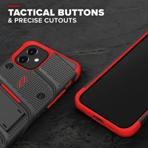 Kup Páncélozott tok Zizo Bolt Cover Apple iPhone 12 mini 9H üveggel a kijelzőre + állvány és övcsipesz (fekete/piros) - ZIZ048BLKRED - {ean13} - Sklep Home Screen