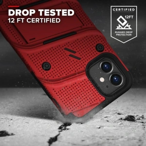 Kup Páncélozott tok Zizo Bolt Cover Apple iPhone 12 mini 9H üveggel a képernyőn + állvány & övtartó (piros/fekete) - ZIZ049REDBLK - {ean13} - Sklep Home Screen