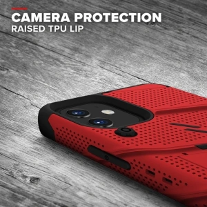 Kup Páncélozott tok Zizo Bolt Cover Apple iPhone 12 mini 9H üveggel a képernyőn + állvány & övtartó (piros/fekete) - ZIZ049REDBLK - {ean13} - Sklep Home Screen