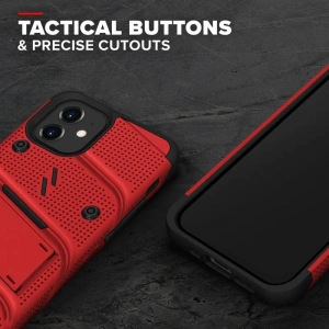 Kup Páncélozott tok Zizo Bolt Cover Apple iPhone 12 mini 9H üveggel a képernyőn + állvány & övtartó (piros/fekete) - ZIZ049REDBLK - {ean13} - Sklep Home Screen