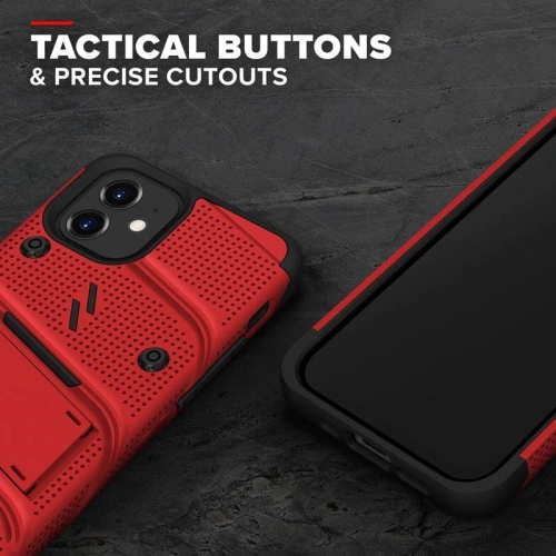 Kup Pancierové pouzdro Zizo Bolt Cover Apple iPhone 12 mini se sklem 9H na displej + stojánek & držák na pásek (červená/černá) - ZIZ049REDBLK - {ean13} - Sklep Home Screen
