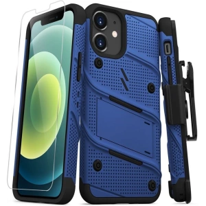 Kup Pancéřové pouzdro Zizo Bolt Cover Apple iPhone 12 mini se sklem 9H na displej + stojánek & držák na pás (modrý/černý) - ZIZ050BLUBLK - {ean13} - Sklep Home Screen